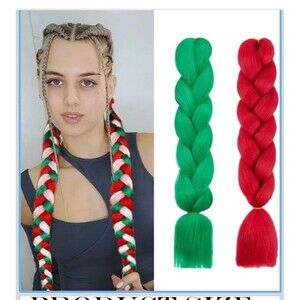 3PC Box Braid Ultra Hair For Jumbo Braiding Extensions Crochet Red Green White